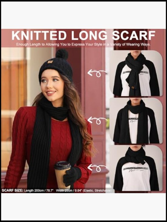 5-Piece Winter Set: Beanie, Scarf, Gloves, Ear Muffs, Fuzzy Socks main image 4
